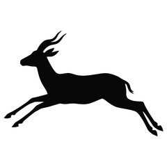 Fototapeta premium A leaping gazelle in mid air is depicted as a stark black silhouette