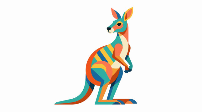 Colorful geometric kangaroo vector illustration