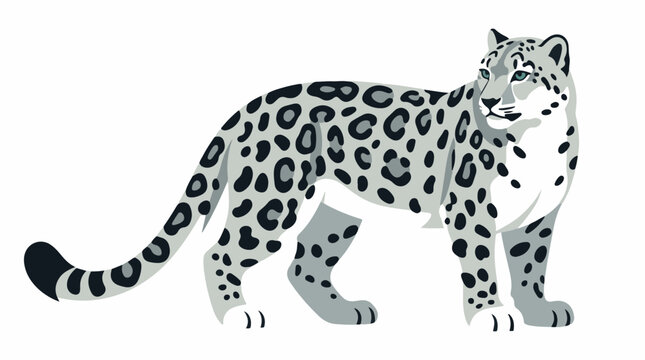 Vector illustration of a snow leopard standing