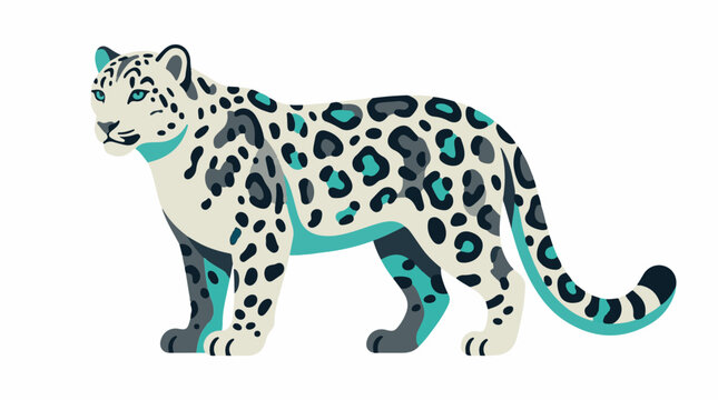 Vector illustration of a standing snow leopard