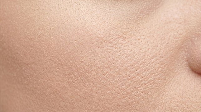 Extreme macro close up of human cheek skin texture showing enlarged open pores