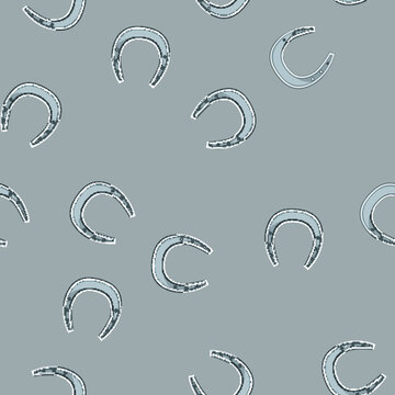 seamless pattern golden horseshoe cartoon. drawn hand, charm cowboy, iron ranch golden horseshoe sign vector