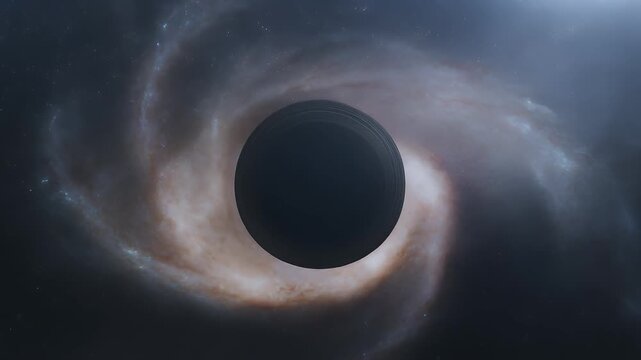 A triptych of a black hole with a swirling accretion disk against a starry backdrop and nebulae.
