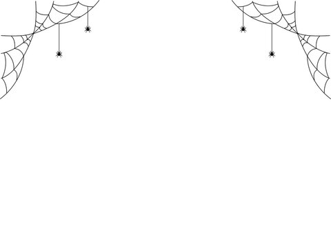 Faint spider web overlay background with top corner webs and spider, clean minimalist Halloween border frame vector illustration