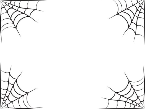 Spooky Halloween spider web corner frame background vector for party design, horror flyer, and dark festive holiday card template layout