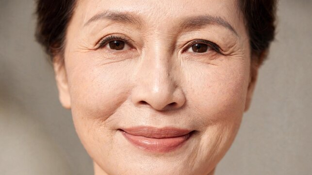 Mature Woman with Natural Fine Lines for Luxury Anti Aging Skincare
