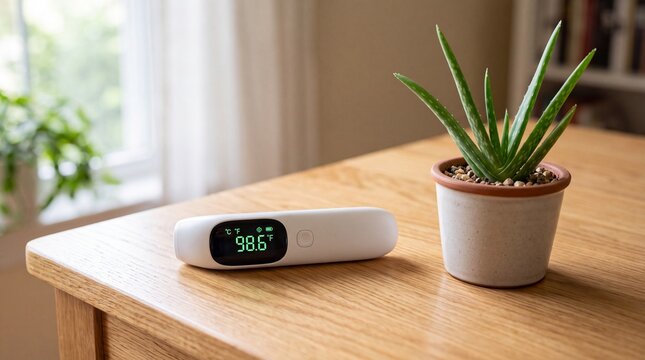 Smart Digital Indoor Room Thermometer and Humidity Meter with Houseplant