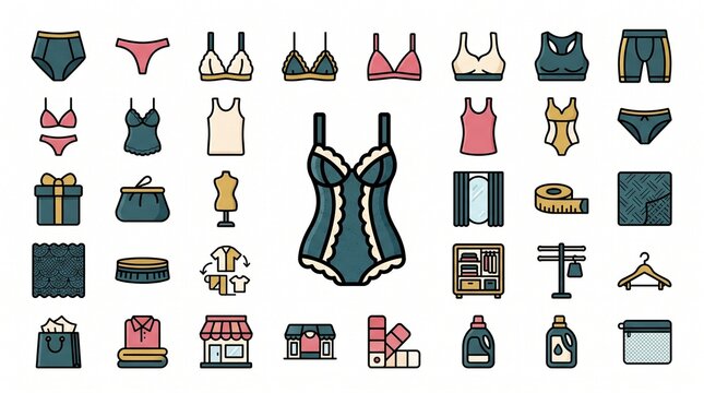 Premium Lingerie & Underwear Vector Icon Set Modern Apparel Essentials