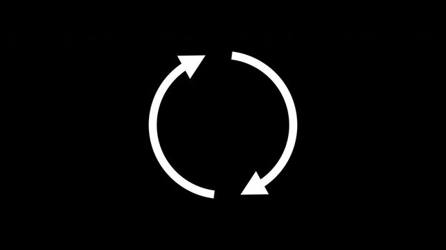 Recycle arrows rotating animation white on transparent background 4K