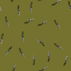 Naklejka premium seamless pattern army military knife cartoon. army military knife sign vector