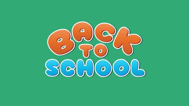 Animated Back to School letter on transparent background, alpha channel.