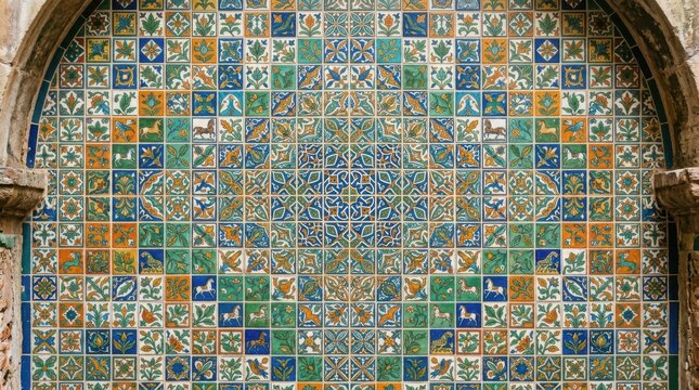 Vibrant traditional mexican tile artwork ,Hispanic Heritage Celebration Month, Latino Ctivalultural Festival, Cinco de Mayo, D&iacute;a de los Muertos, Carnaval, Inti Raymi