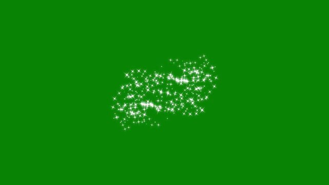 Glitter sparkle shine stars line trail, white twinkling particles animation, glitter line stars, shining sparkle motion on green screen, fairy dust transition seamless. 4k loop