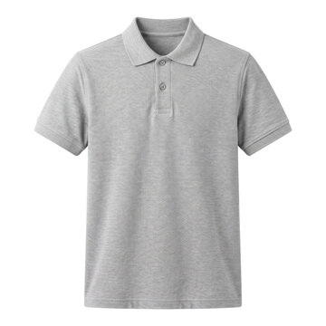Men casual grey pique polo shirt flat lay