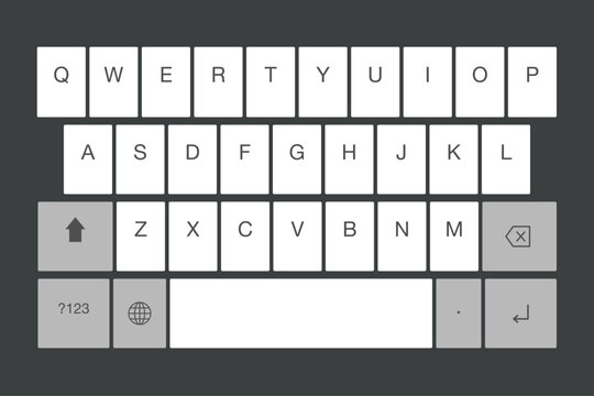 Minimal Smartphone Keyboard Layout with QWERTY Alphabet Keys, Number Controls, Backspace, Enter and Modern Mobile Typing Interface Design
