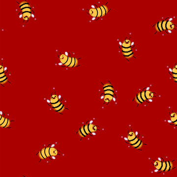 seamless pattern honey bee character cartoon. happy animal, bumble mascot, logo bug honey bee character sign vector