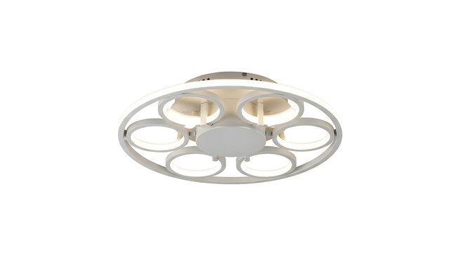 Modern circular led ceiling light fixture with white frame isolated on white background