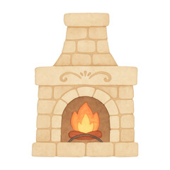 Naklejka premium PNG Cozy stone fireplace illustration.