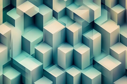 Layered symmetrical polygons create an intricate design featuring warm and cool tones