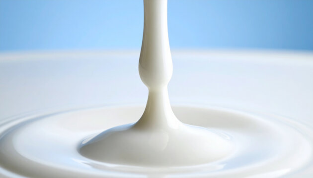Extreme close-up of yogurt drip detachment moment