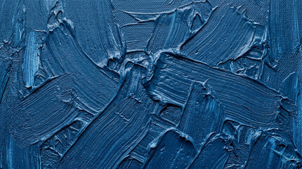 Close-up of textured blue paint with abstract brush strokes © Masud