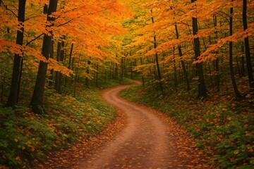 Fototapeta premium Serene autumn forest path