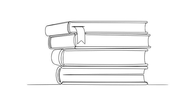 Stack of Books Continuous Line Drawing Isolated