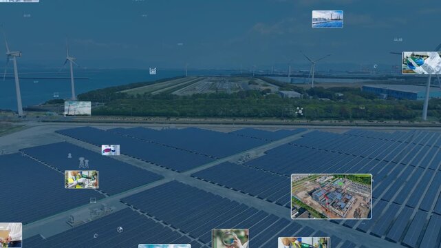 産業とテクノロジー。工場、工業、製造業、映像、半導体、建設、機械、エンジニア、作業員、DX、ICT