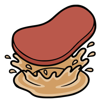 Juicy roast beef slice isolated on white background. Generative AI