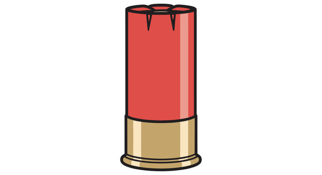 Red shotgun shell with a brass base vector illustration on a white background