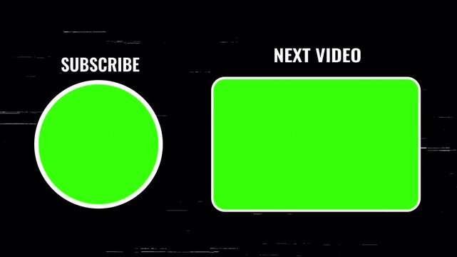 Video outro end screen animation template with glitch line distortion on transparent background perfect for content creators and professional channels