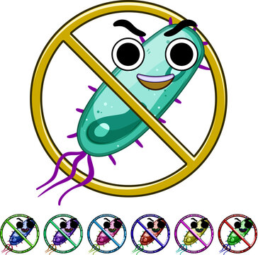 microbial anti bacteria cartoon. hygiene cleanser, germicide bactericide, septic probiotic microbial anti bacteria sign colorful illustration