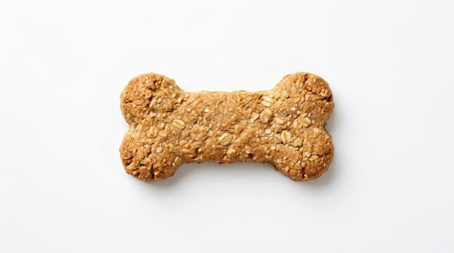 Delicious bone shaped dog treat for pets on white background.