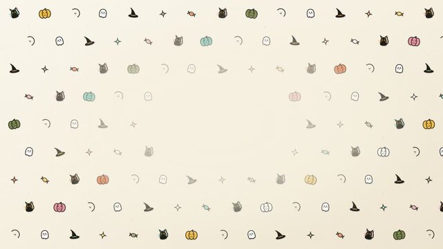 Seamless halloween icon pattern on light background. 4K Video