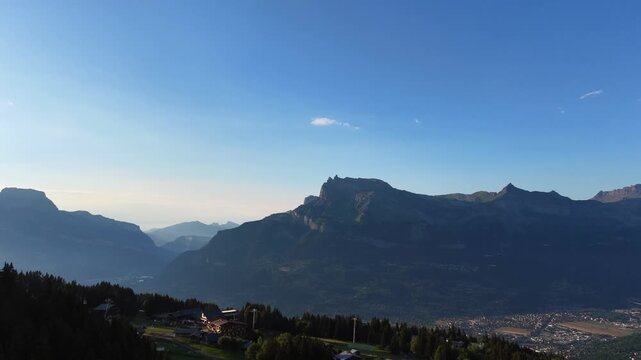 serene mountain landscape viewed with rocky terrain and clear blue sky in nature scenes and travel destinations 