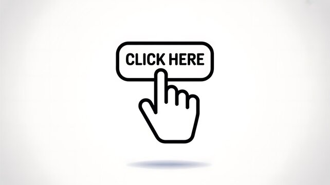 Hand finger pressing a click here button icon