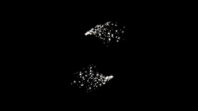 Glittering star dust trail sparkling particles, glitter sparkle line stars animated black screen, magical dust trail, white shining dust light, white glitter sparkle line with star. 4k