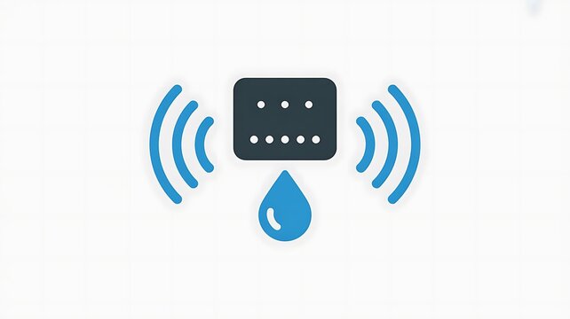 Smart water sensor icon with wireless signal