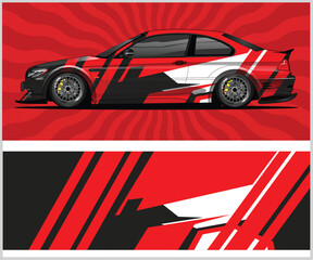 Fototapeta premium Dynamic Red Racing Car Wrap Design