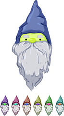 Fototapeta premium fantasy garden gnome cartoon. fantasy garden gnome sign colorful illustration