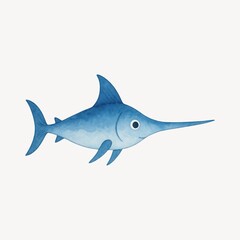 Fototapeta premium Playful swordfish illustration for kids.