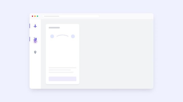 Minimalist web UI concept for travel, navigation, and location services on screen