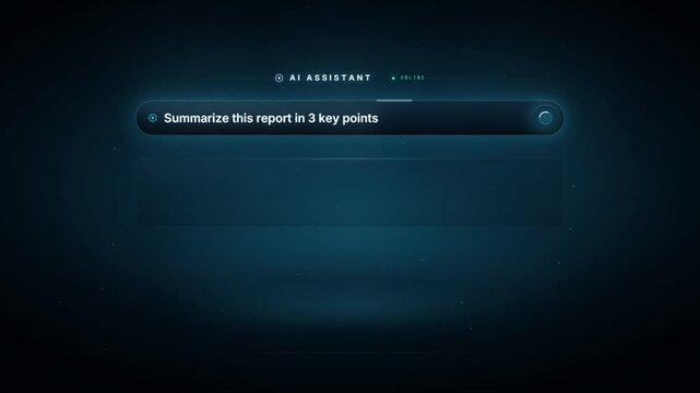 AI assistant prompt bar types a request and generates a three point summary with confidence