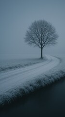 Fototapeta premium Serene winter landscape wallpaper for mobile