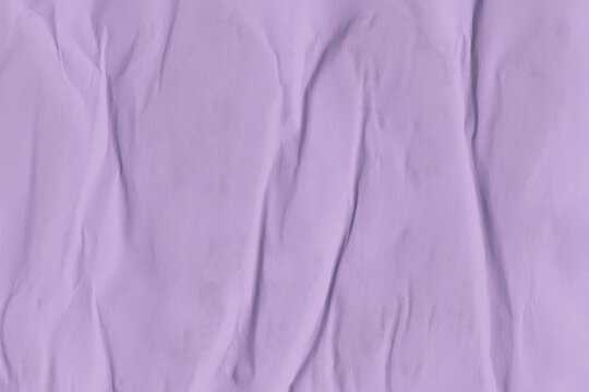 Worn purple crumpled paper texture. Peeling empty poster glued paper background.