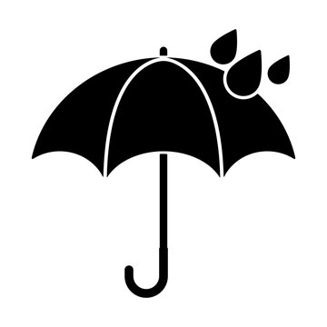 umbrella with rain drops silhouette icon