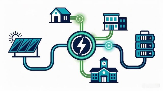 Smart Grid Energy Distribution Network Animation