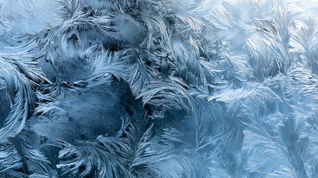 Stunning abstract frost crystal pattern on a frozen glass window pane