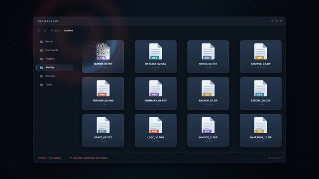Ransomware attack turns file manager icons red with all files encrypted countdown banner