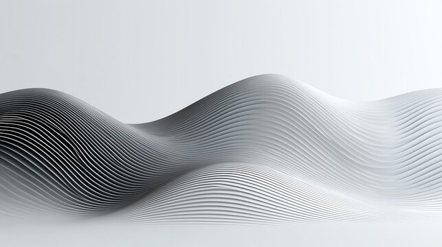 Minimalist white abstract wave pattern sculpture with modern art style